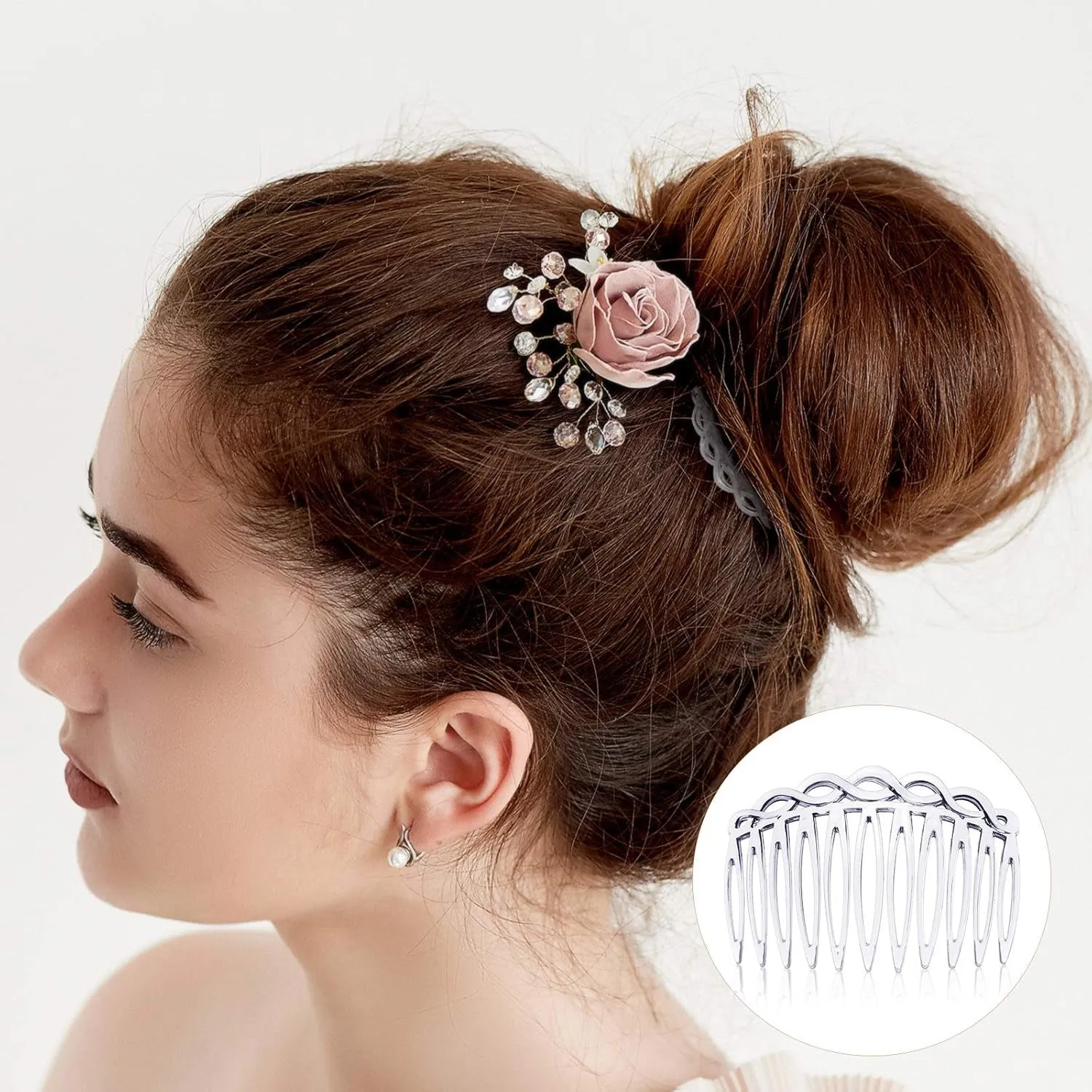 16 Pieces Women Hair Comb Accessories French Hair Side Combs Plastic Twist Decorative Comb Hair Clips Bridal Wedding Veil Teeth Hair Combs for Women(Black, Transparent, Light Coffee, Dark Coffee)