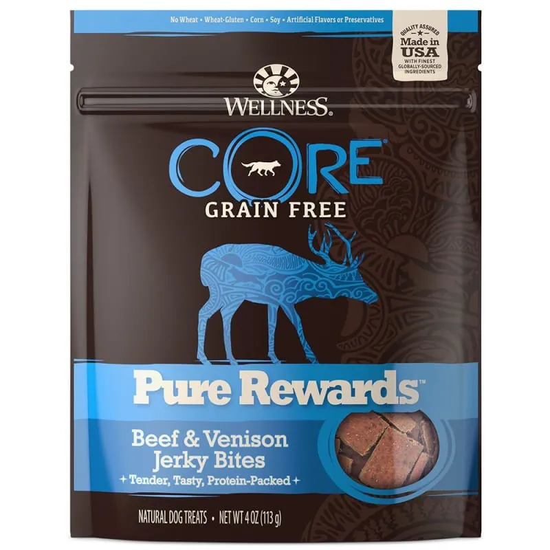 [20% OFF] Wellness Core Pure Rewards Beef & Venison Jerky Bites Dog Treats 4oz