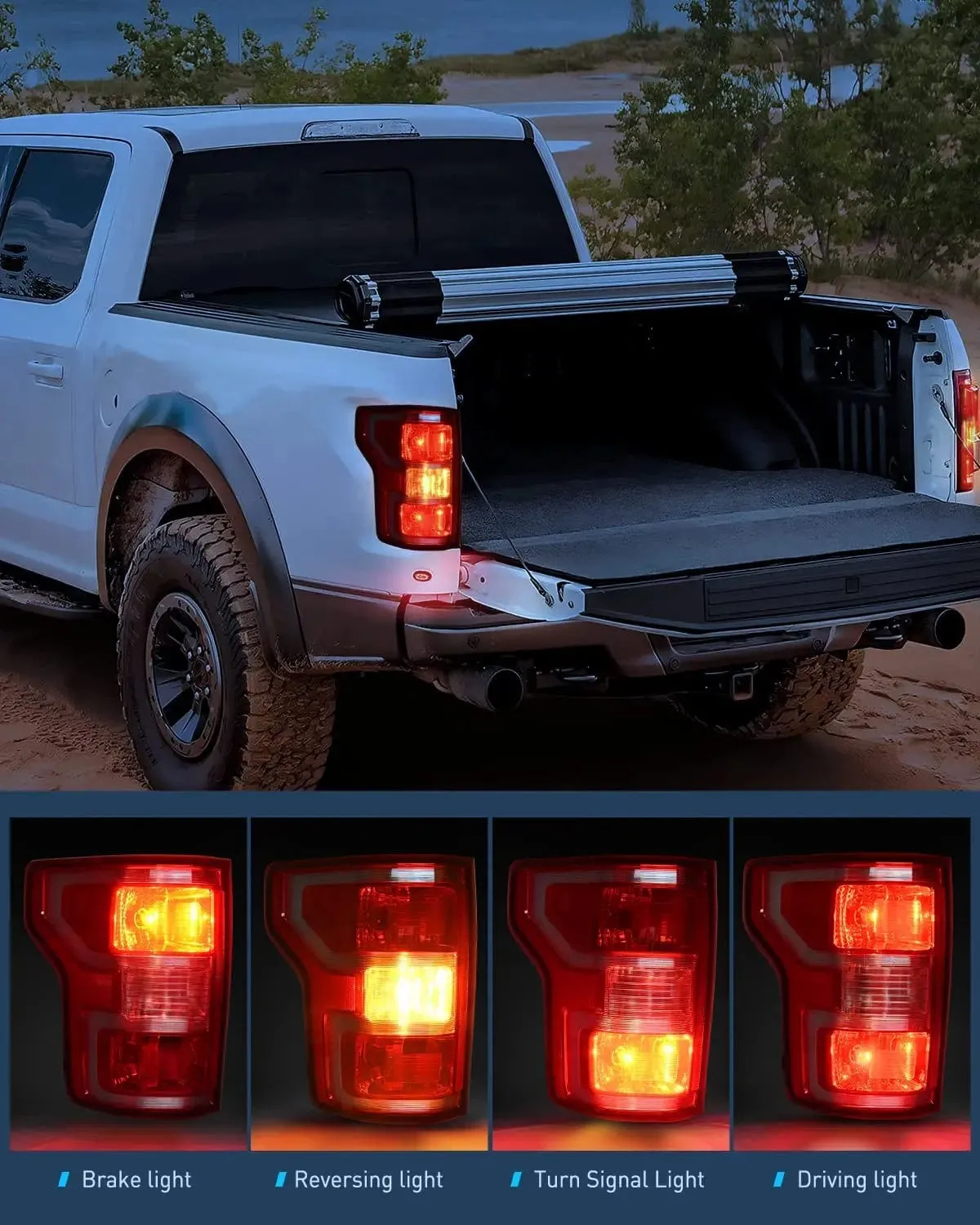 2018-2020 Ford F150 Tail light Assembly Rear Lamp Replacement OE Style Red Housing with Bulbs and Harness Driver Passenger side