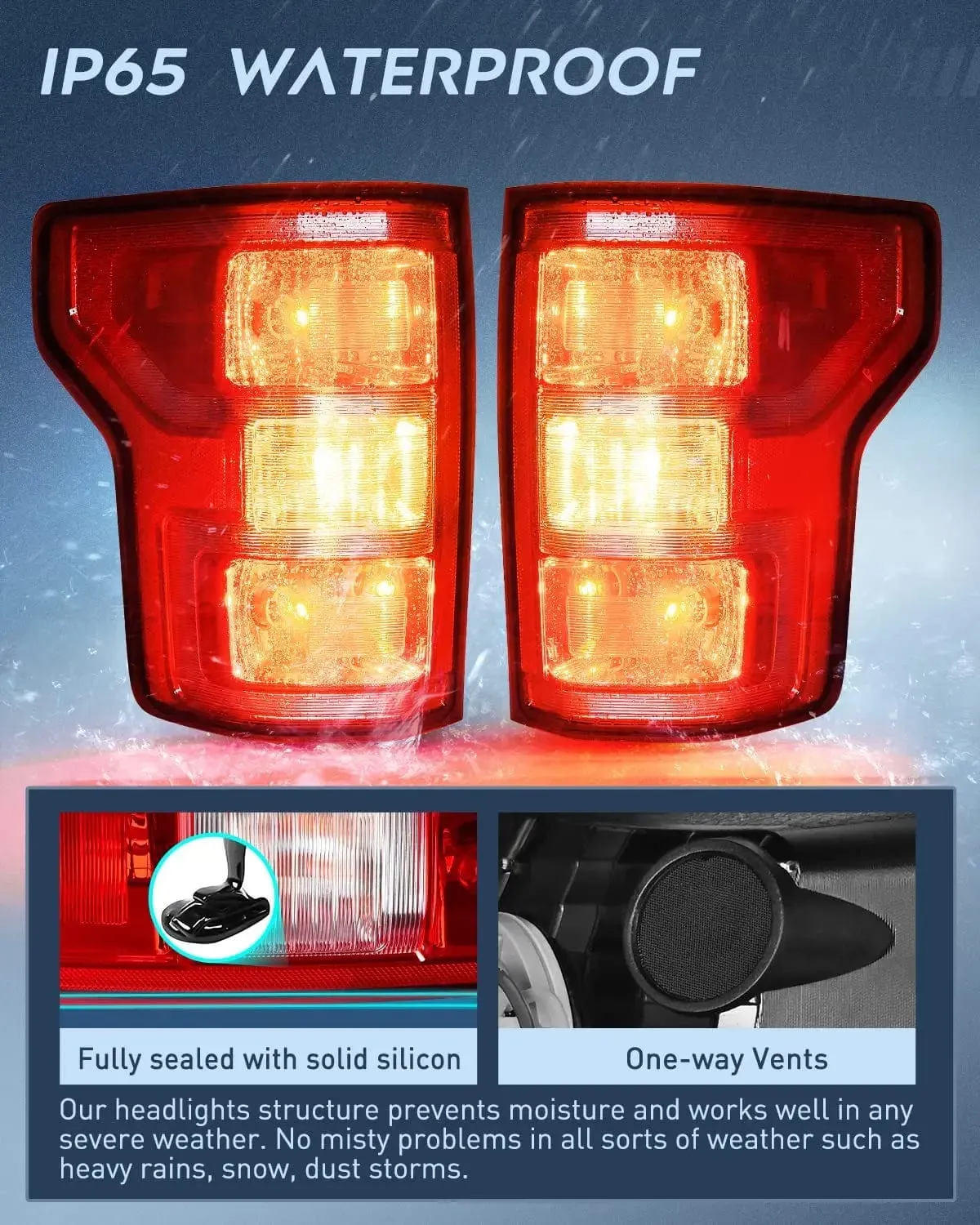 2018-2020 Ford F150 Tail light Assembly Rear Lamp Replacement OE Style Red Housing with Bulbs and Harness Driver Passenger side