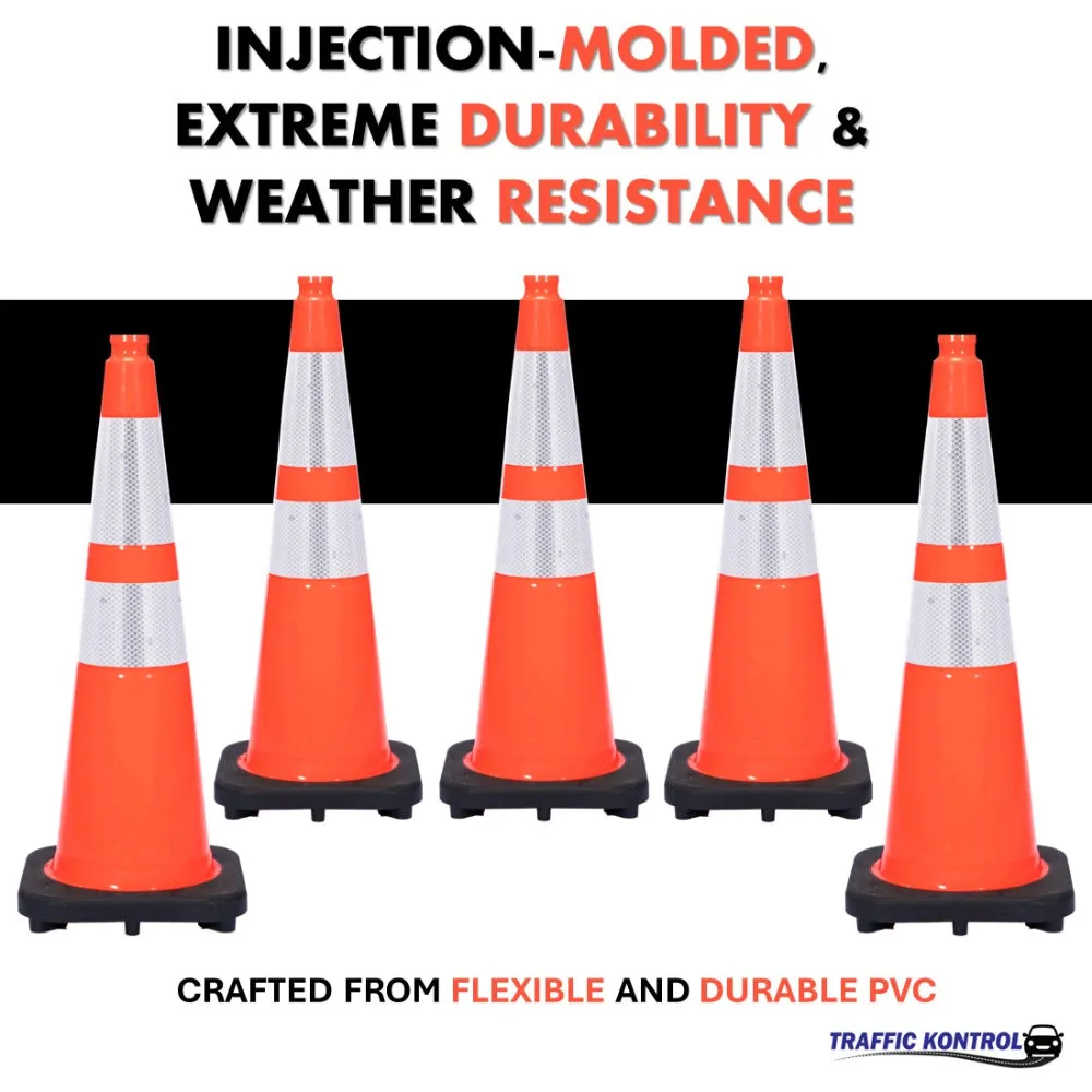 28" Traffic Safety Cone - 7 Lbs - Orange - 6"   4" Inch Hi Intensity Reflective Collars