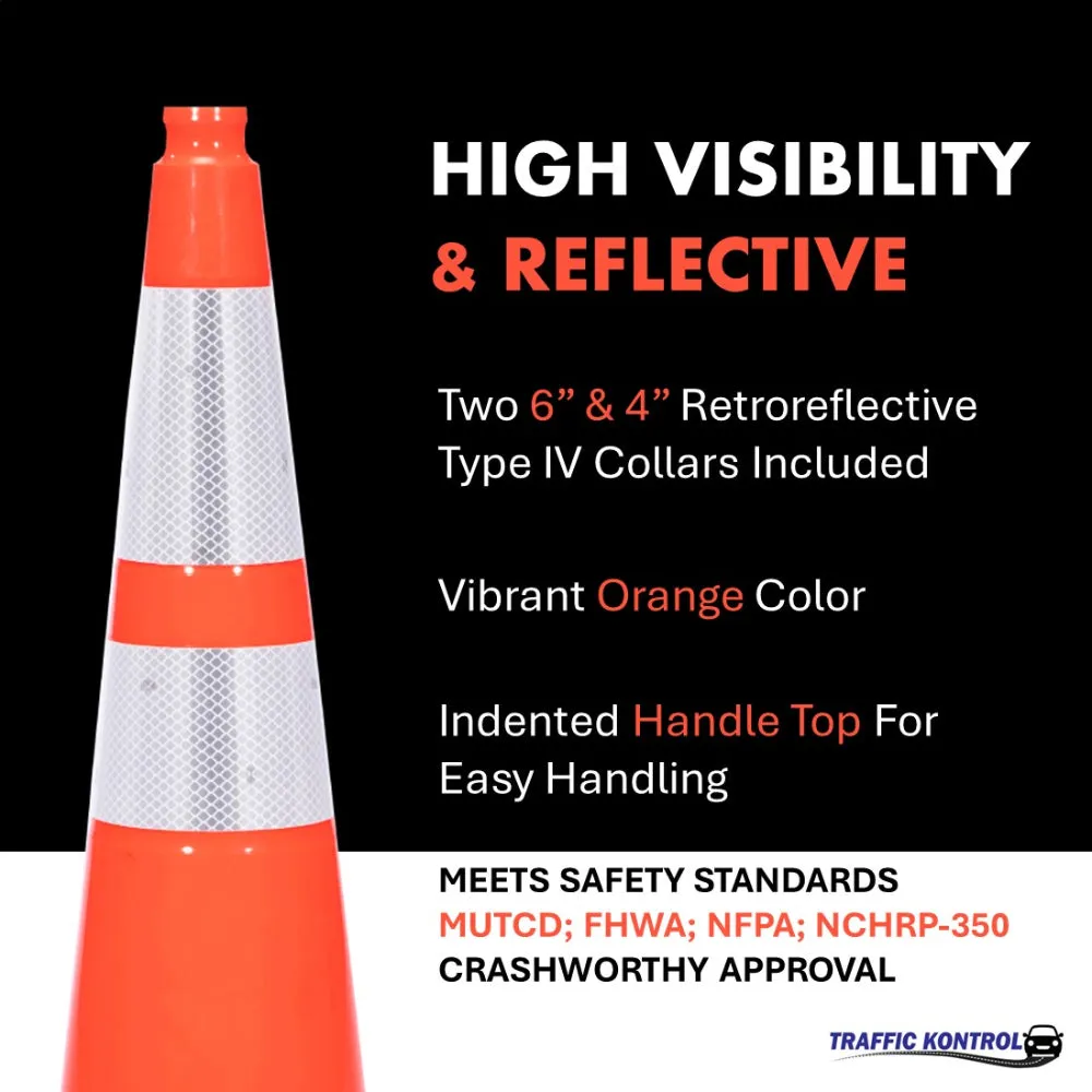 28" Traffic Safety Cone - 7 Lbs - Orange - 6"   4" Inch Hi Intensity Reflective Collars