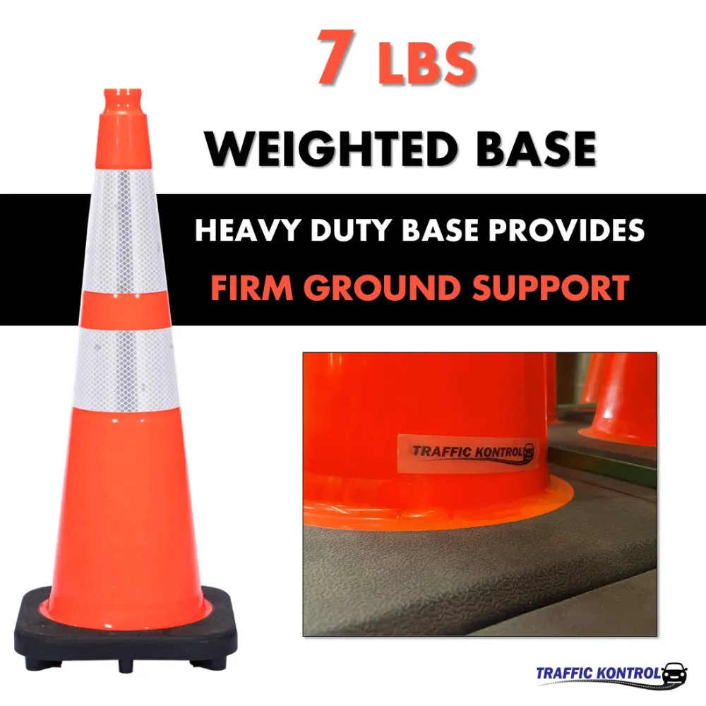 28" Traffic Safety Cone - 7 Lbs - Orange - 6"   4" Inch Hi Intensity Reflective Collars