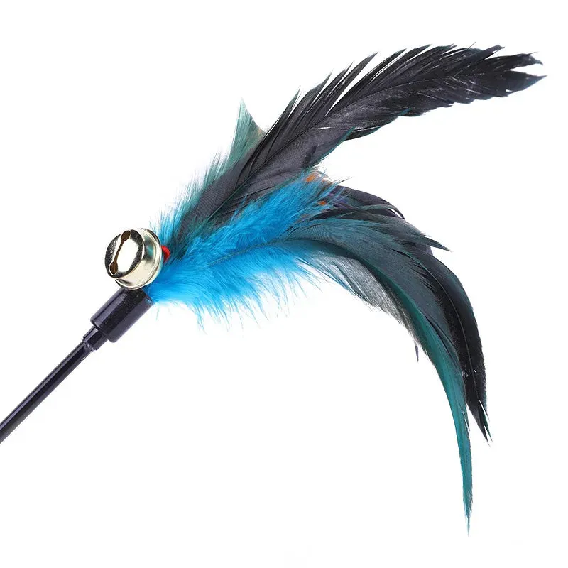 5 Cat Teaser Wand Set – Interactive Feather Toys with Bells