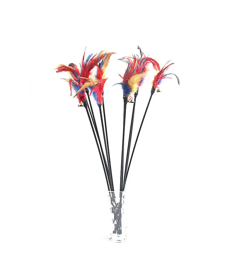 5 Cat Teaser Wand Set – Interactive Feather Toys with Bells
