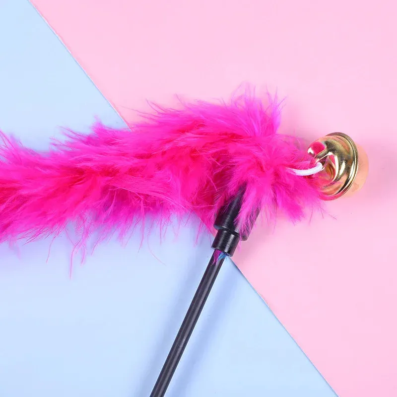 5 Cat Teaser Wand Set – Interactive Feather Toys with Bells