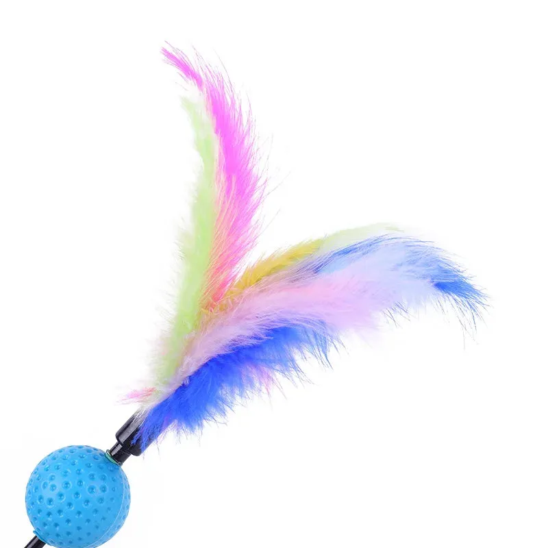 5 Cat Teaser Wand Set – Interactive Feather Toys with Bells
