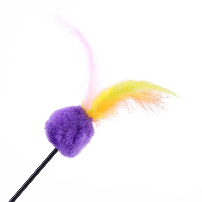 5 Cat Teaser Wand Set – Interactive Feather Toys with Bells