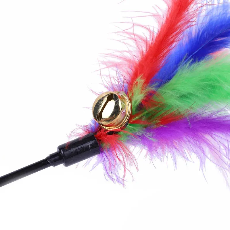 5 Cat Teaser Wand Set – Interactive Feather Toys with Bells