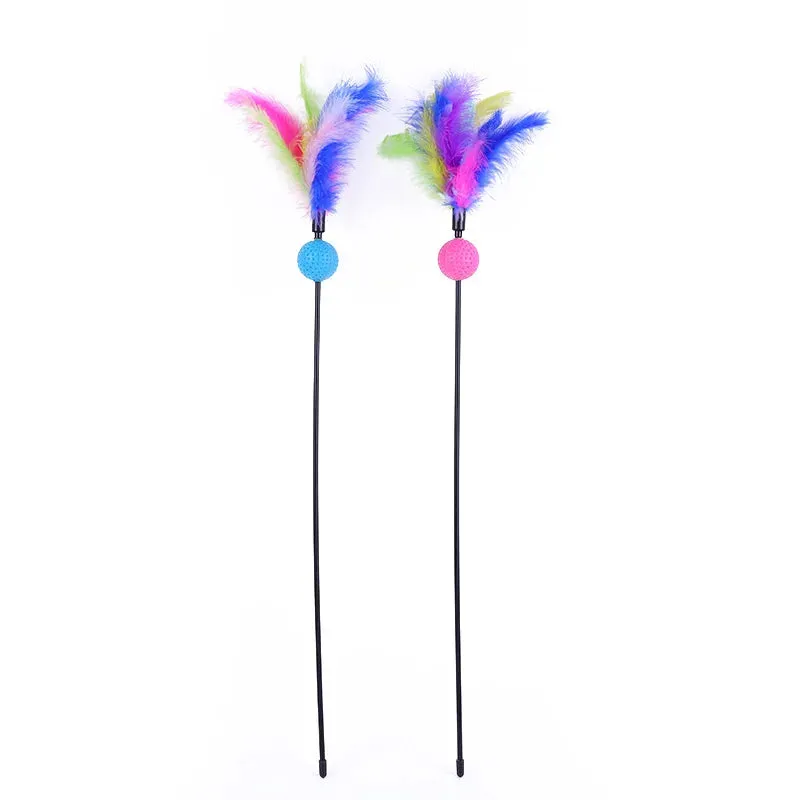 5 Cat Teaser Wand Set – Interactive Feather Toys with Bells