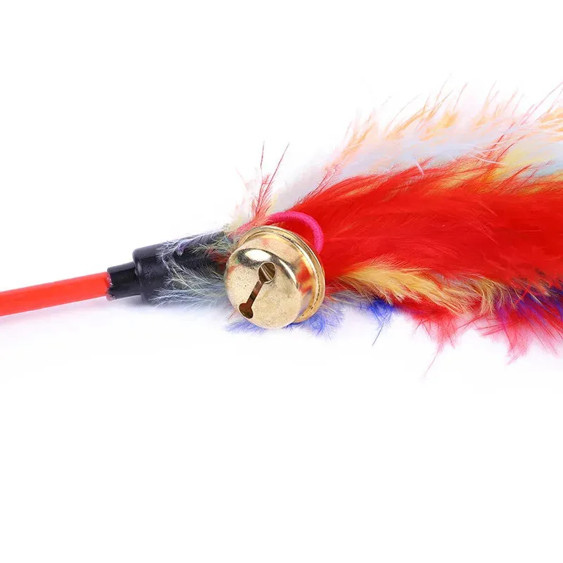 5 Cat Teaser Wand Set – Interactive Feather Toys with Bells