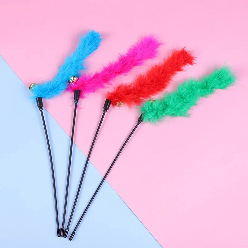 5 Cat Teaser Wand Set – Interactive Feather Toys with Bells