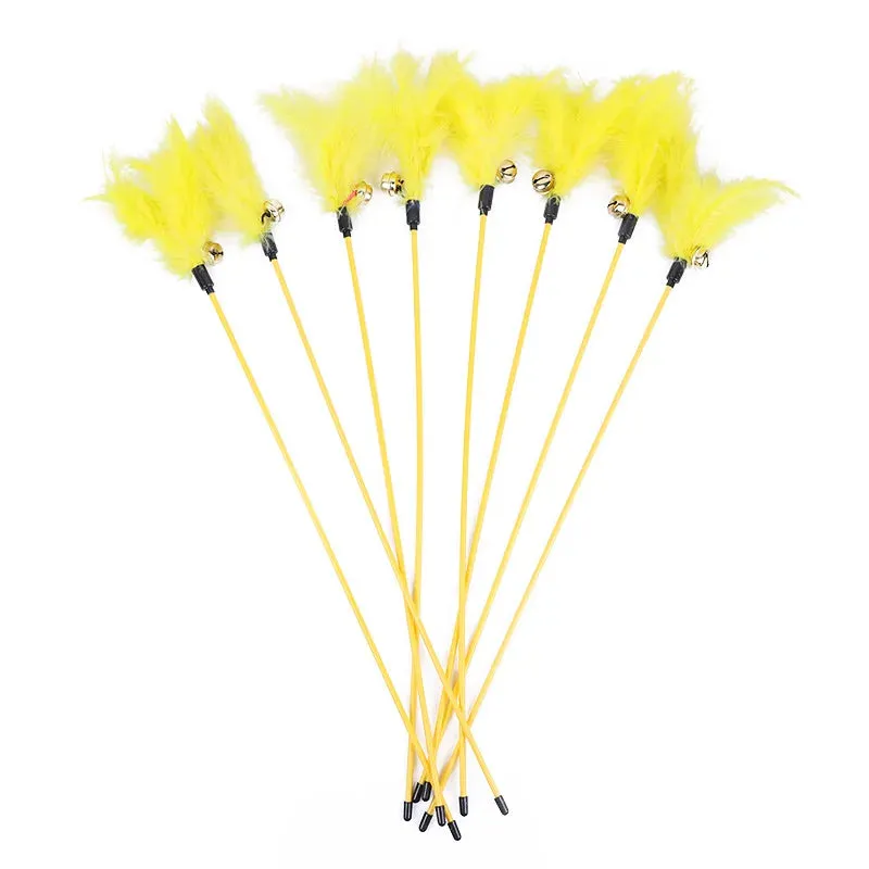 5 Cat Teaser Wand Set – Interactive Feather Toys with Bells