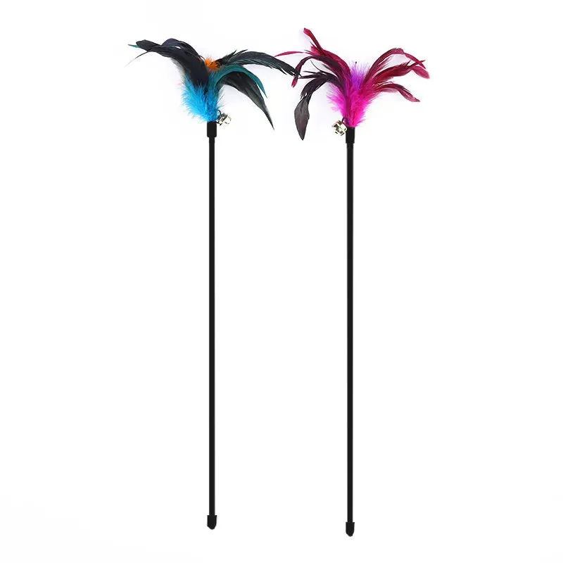 5 Cat Teaser Wand Set – Interactive Feather Toys with Bells