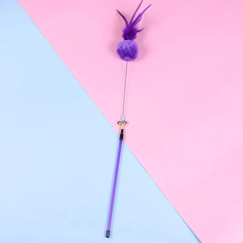 5 Cat Teaser Wand Set – Interactive Feather Toys with Bells