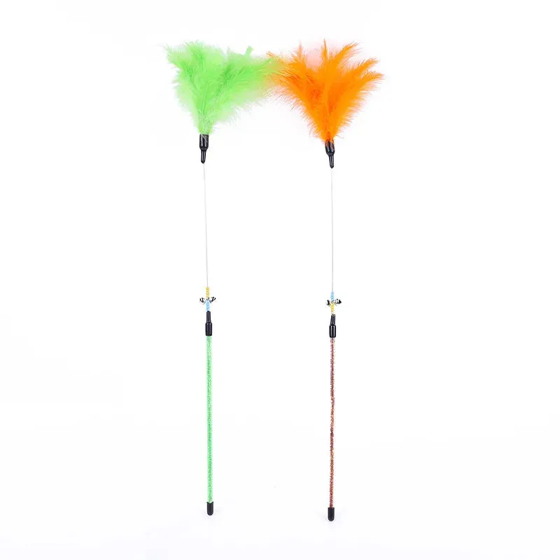 5 Cat Teaser Wand Set – Interactive Feather Toys with Bells
