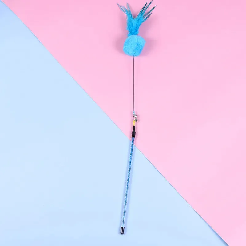 5 Cat Teaser Wand Set – Interactive Feather Toys with Bells
