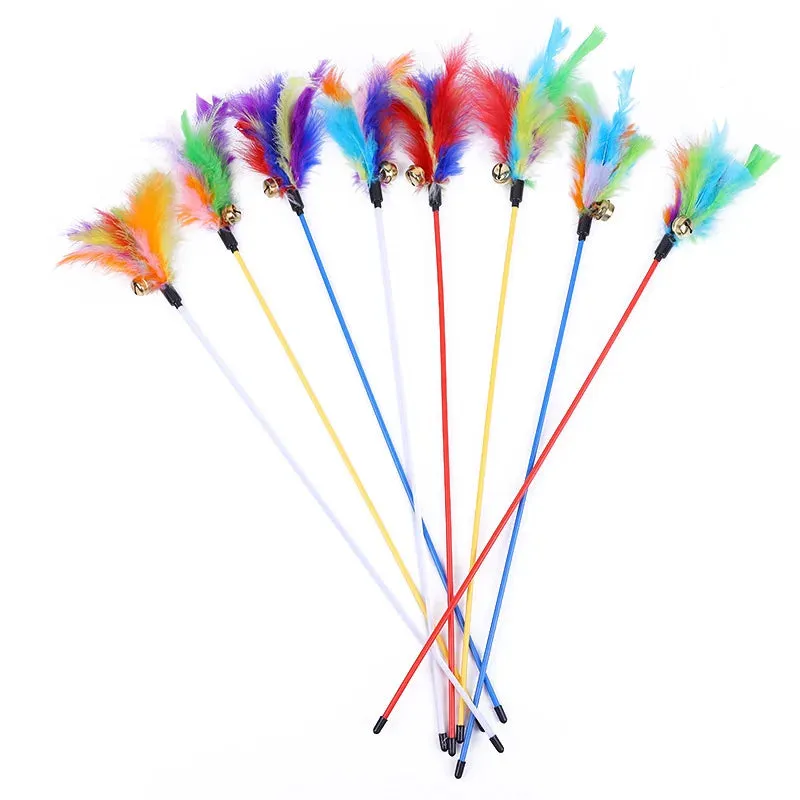 5 Cat Teaser Wand Set – Interactive Feather Toys with Bells