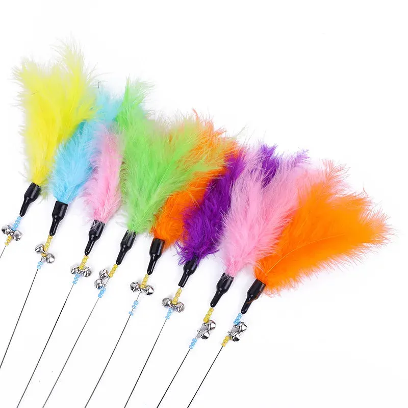 5 Cat Teaser Wand Set – Interactive Feather Toys with Bells