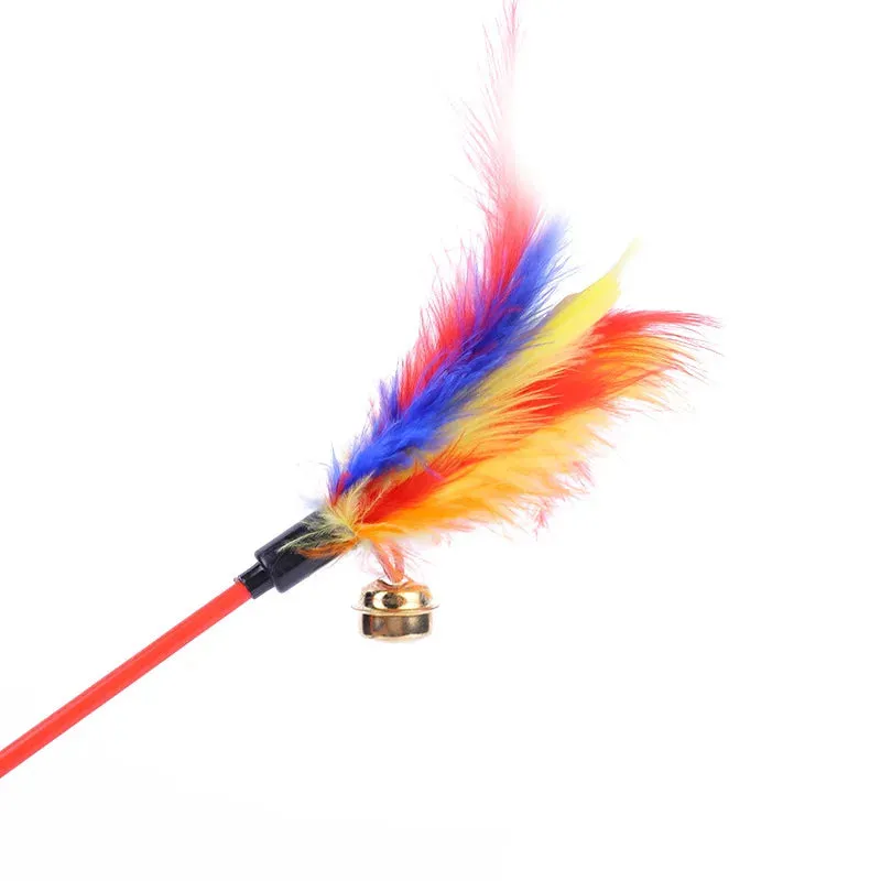 5 Cat Teaser Wand Set – Interactive Feather Toys with Bells