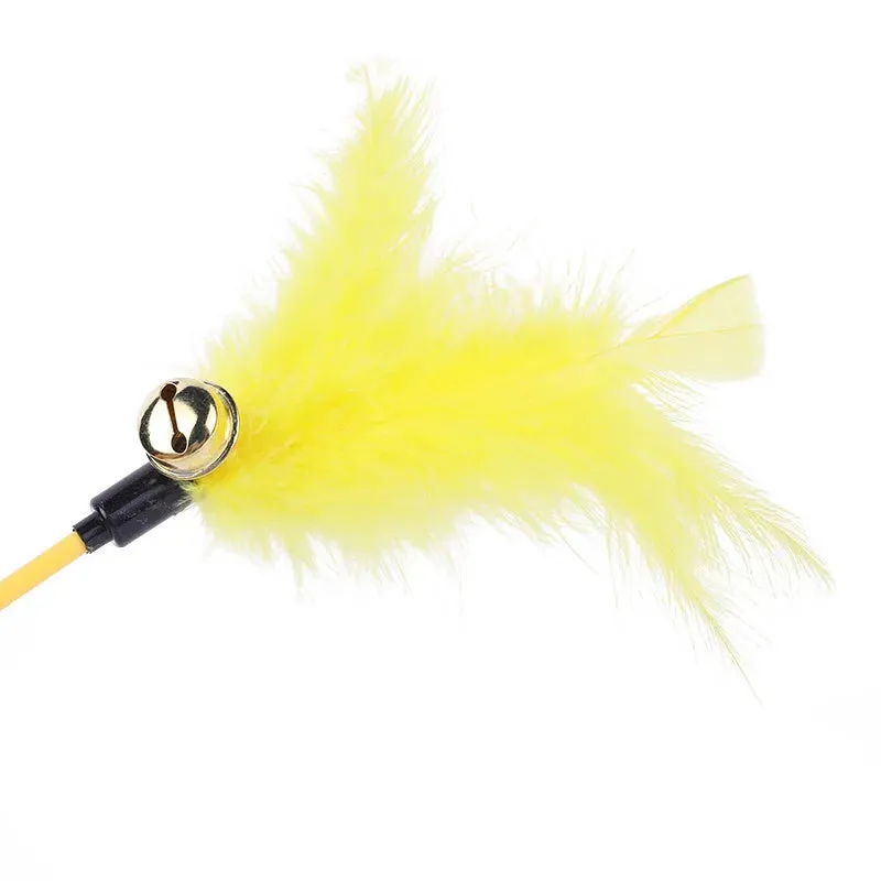 5 Cat Teaser Wand Set – Interactive Feather Toys with Bells