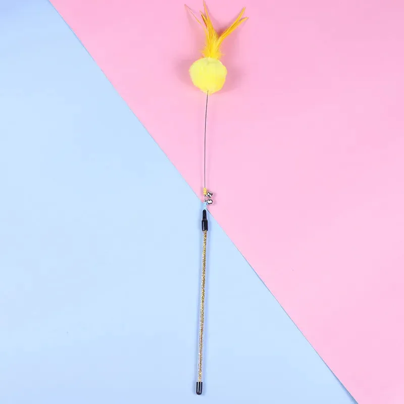 5 Cat Teaser Wand Set – Interactive Feather Toys with Bells