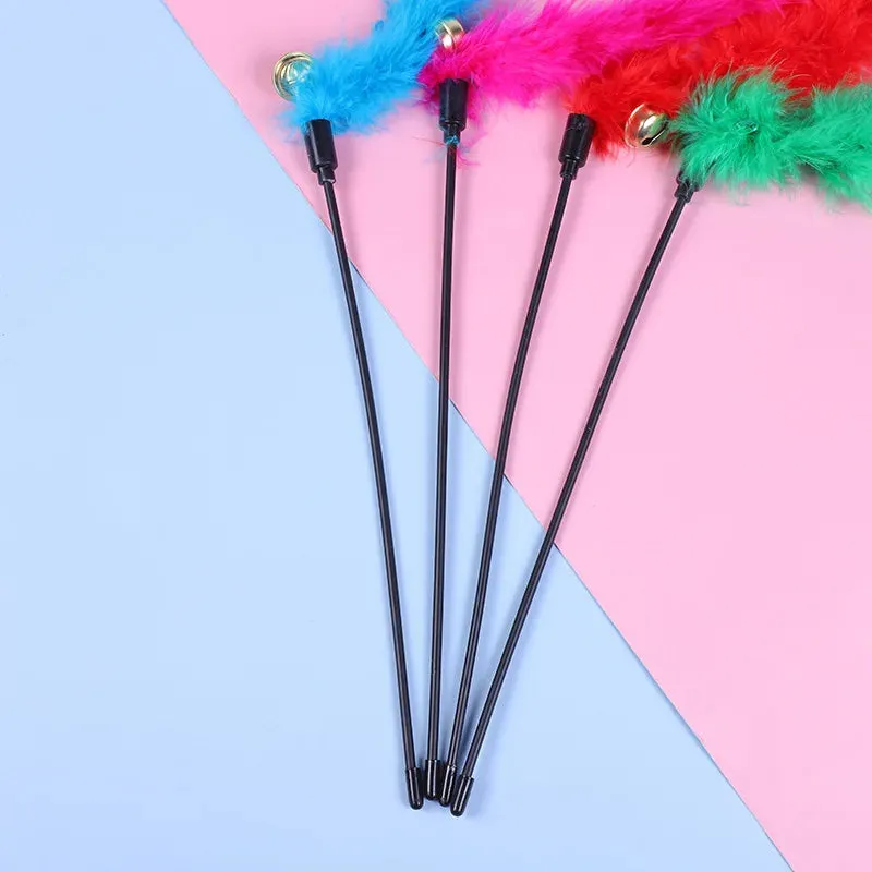 5 Cat Teaser Wand Set – Interactive Feather Toys with Bells
