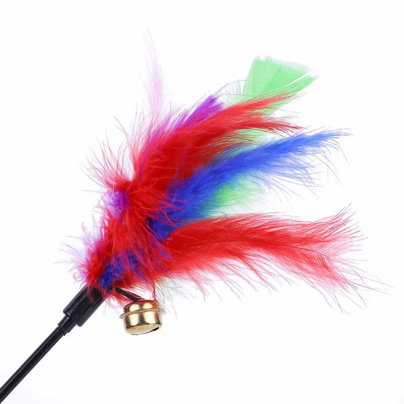 5 Cat Teaser Wand Set – Interactive Feather Toys with Bells