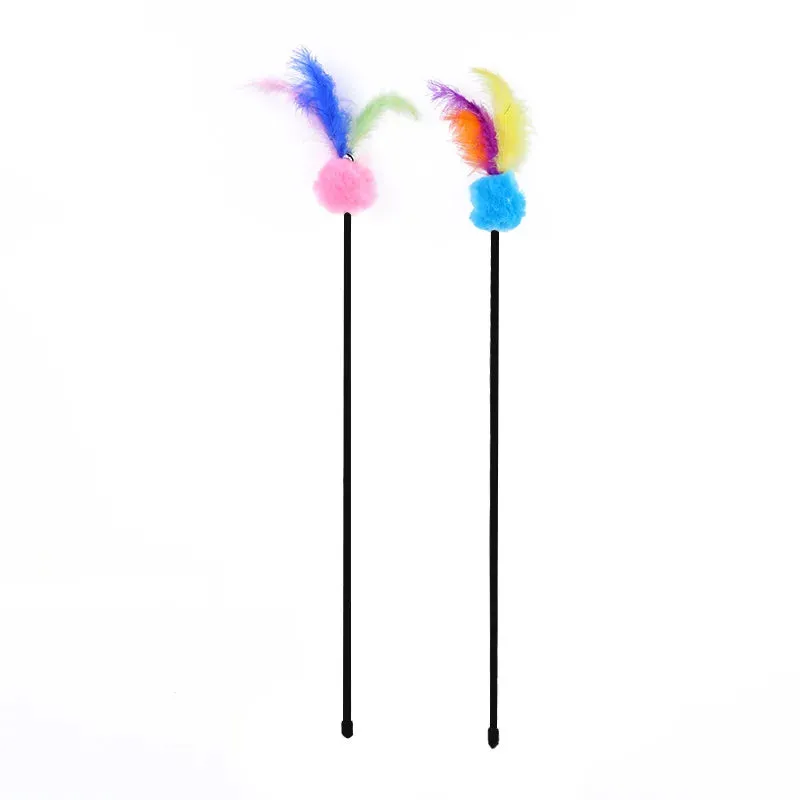 5 Cat Teaser Wand Set – Interactive Feather Toys with Bells