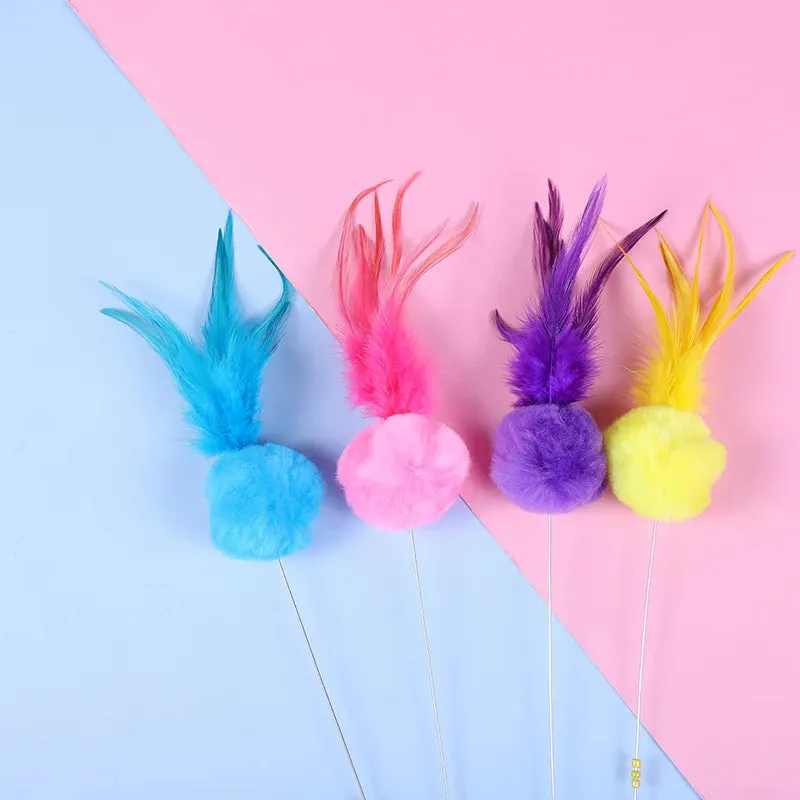 5 Cat Teaser Wand Set – Interactive Feather Toys with Bells