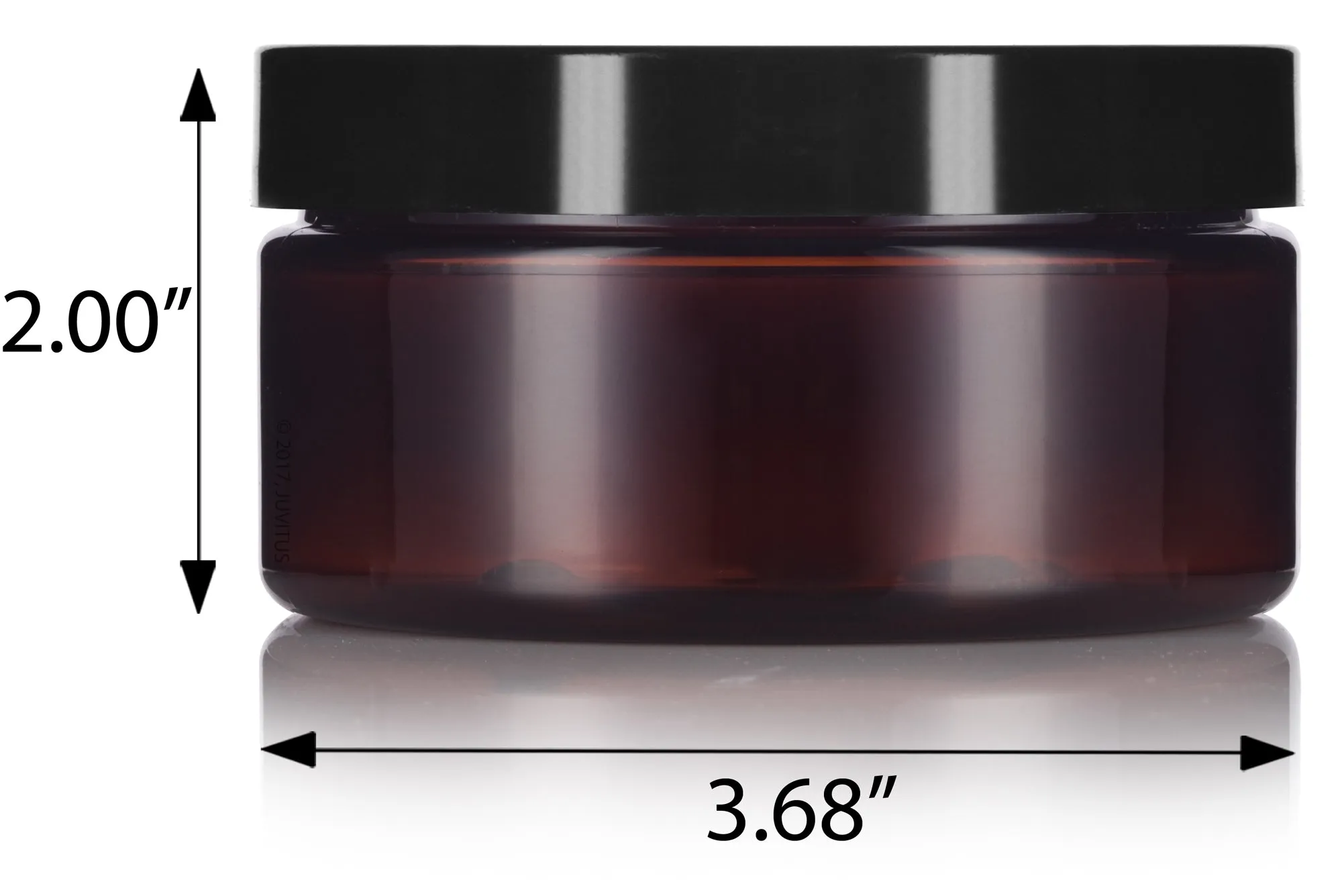 8 oz Amber Plastic Low Profile Jar in with Black Foam Lined Lid (12 Pack)