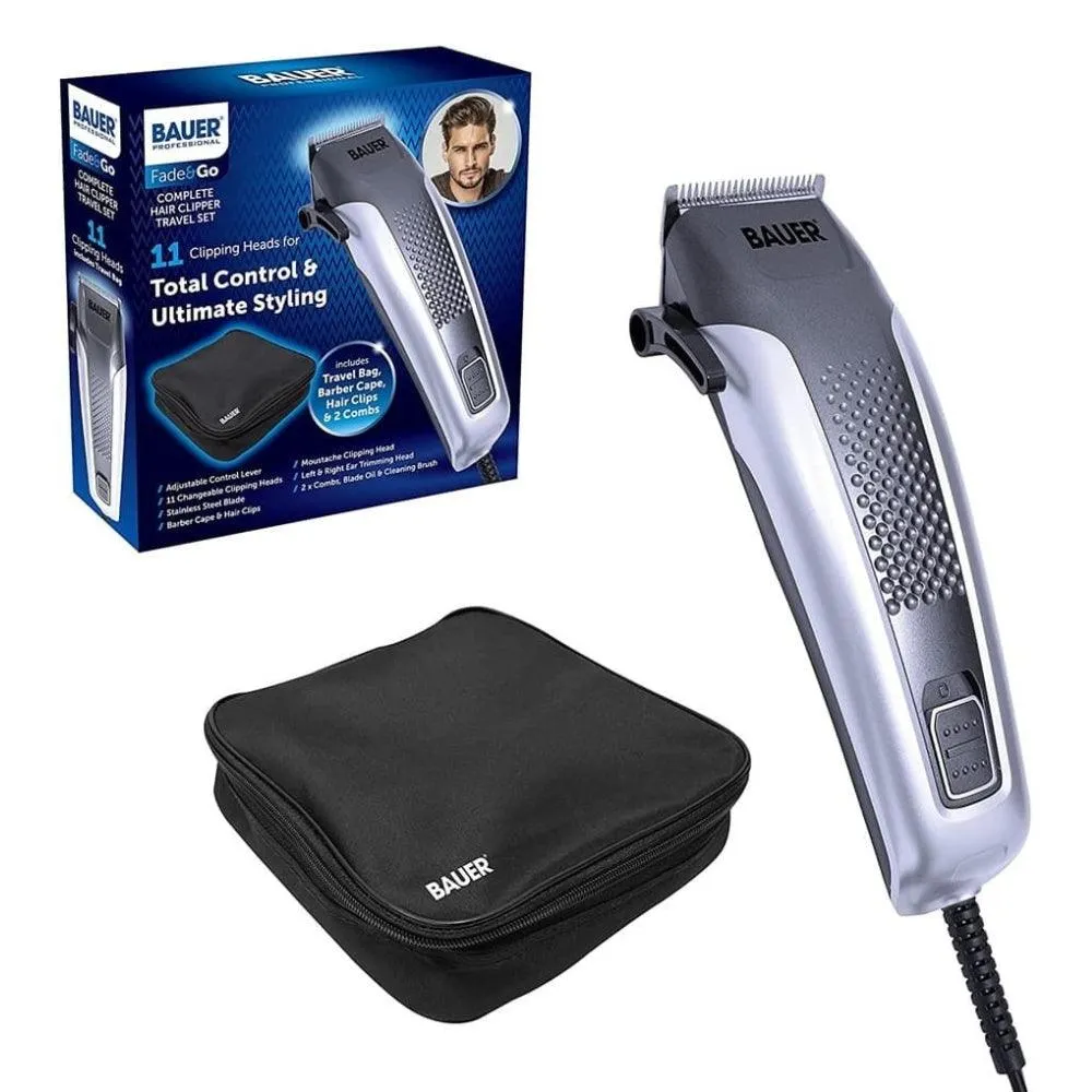 Bauer Professional Hair Clipper Travel Set & Grooming Kit for Men