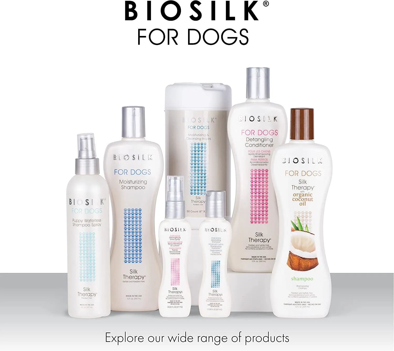 Biosilk Silk Therapy Whitening Dog Shampoo for Dogs - Pet Safe Grooming and Brightening Shampoo for a Bright White Coat - Dog Wash Enhances Shine and Softness, 12 Fl Oz