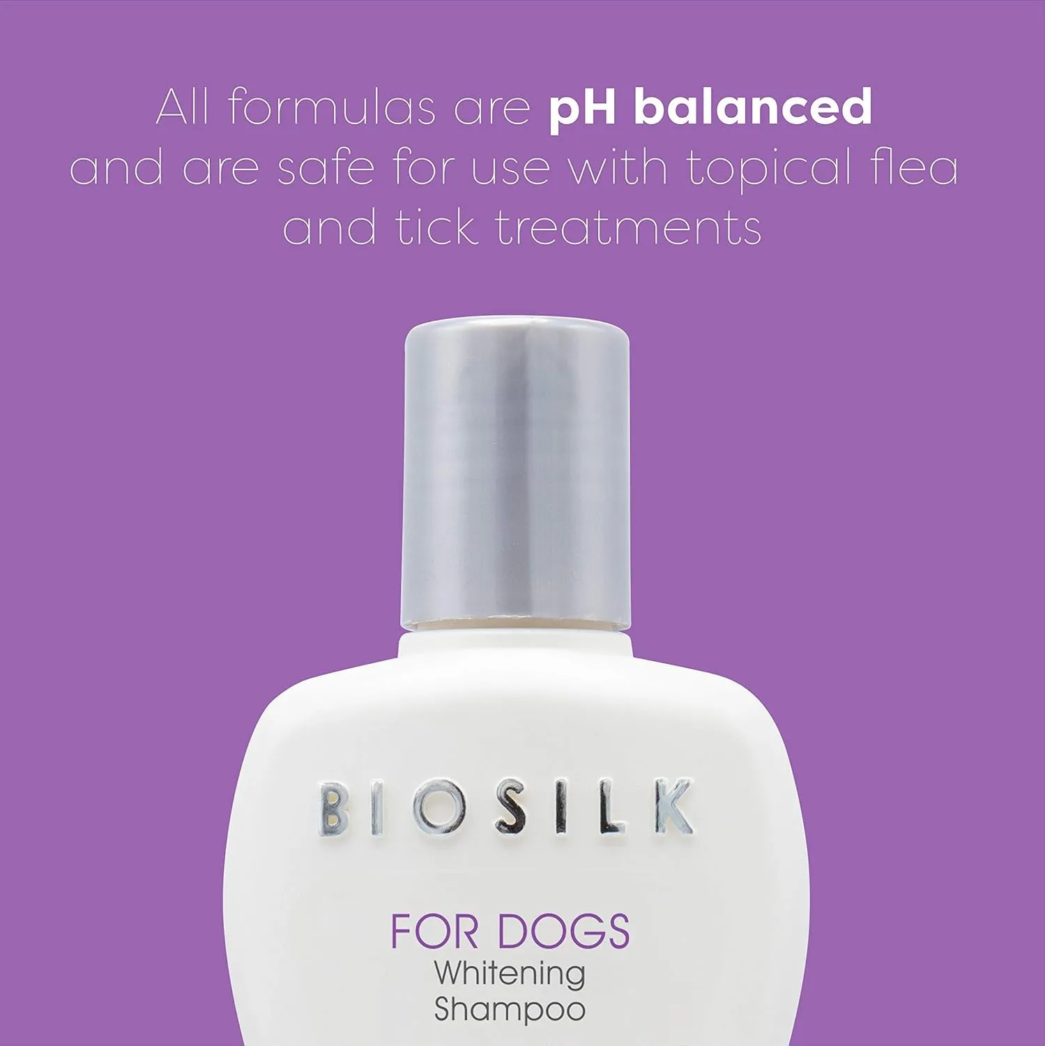 Biosilk Silk Therapy Whitening Dog Shampoo for Dogs - Pet Safe Grooming and Brightening Shampoo for a Bright White Coat - Dog Wash Enhances Shine and Softness, 12 Fl Oz