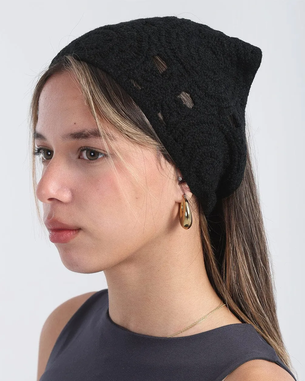 Black Crochet Bandana