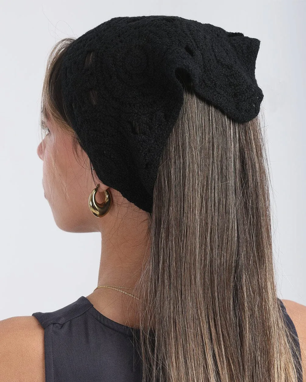 Black Crochet Bandana