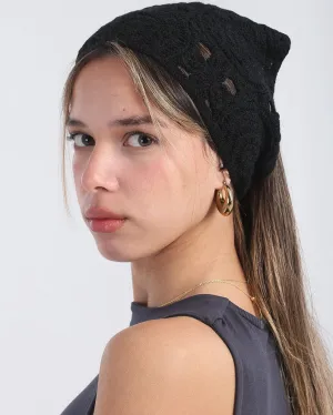 Black Crochet Bandana