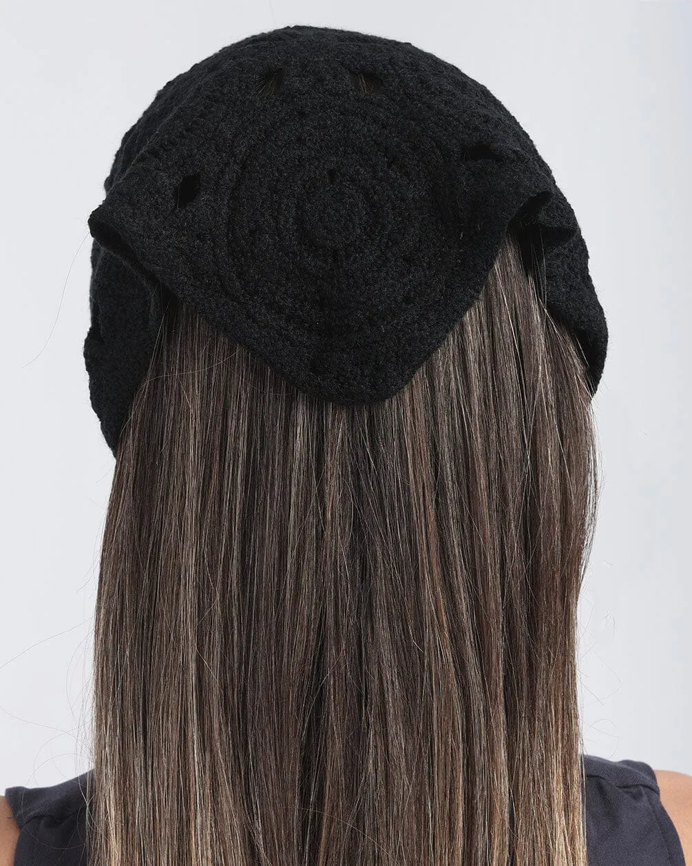 Black Crochet Bandana