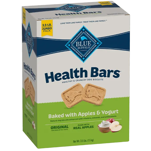BLUE Health Bars Natural Crunchy Dog Treats Biscuits; Apple & Yogurt