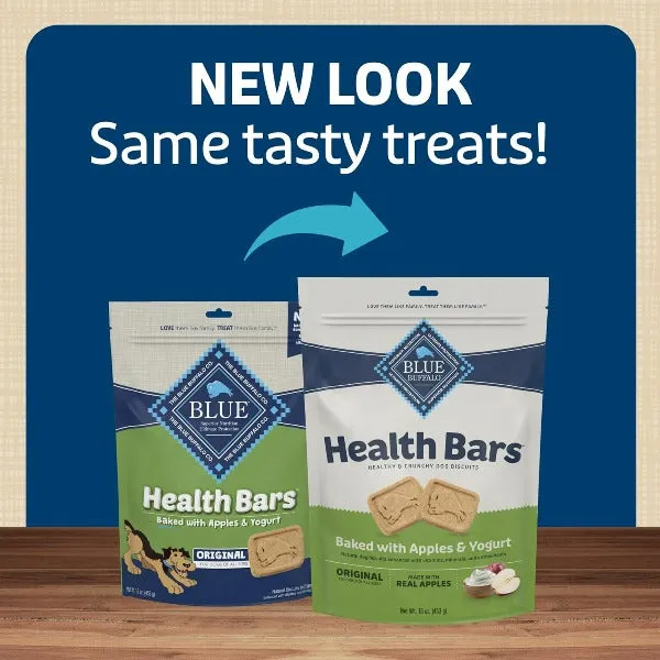 BLUE Health Bars Natural Crunchy Dog Treats Biscuits; Apple & Yogurt