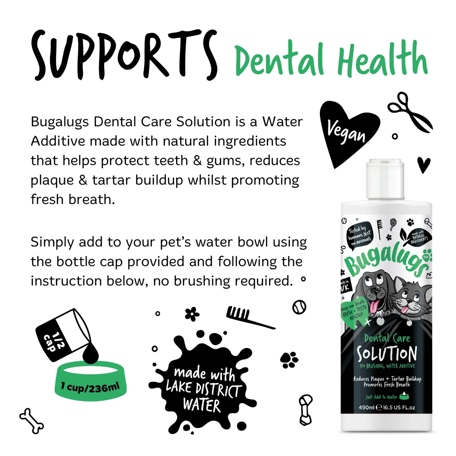 Dental Care Solution Water Additive for Dogs & Cats