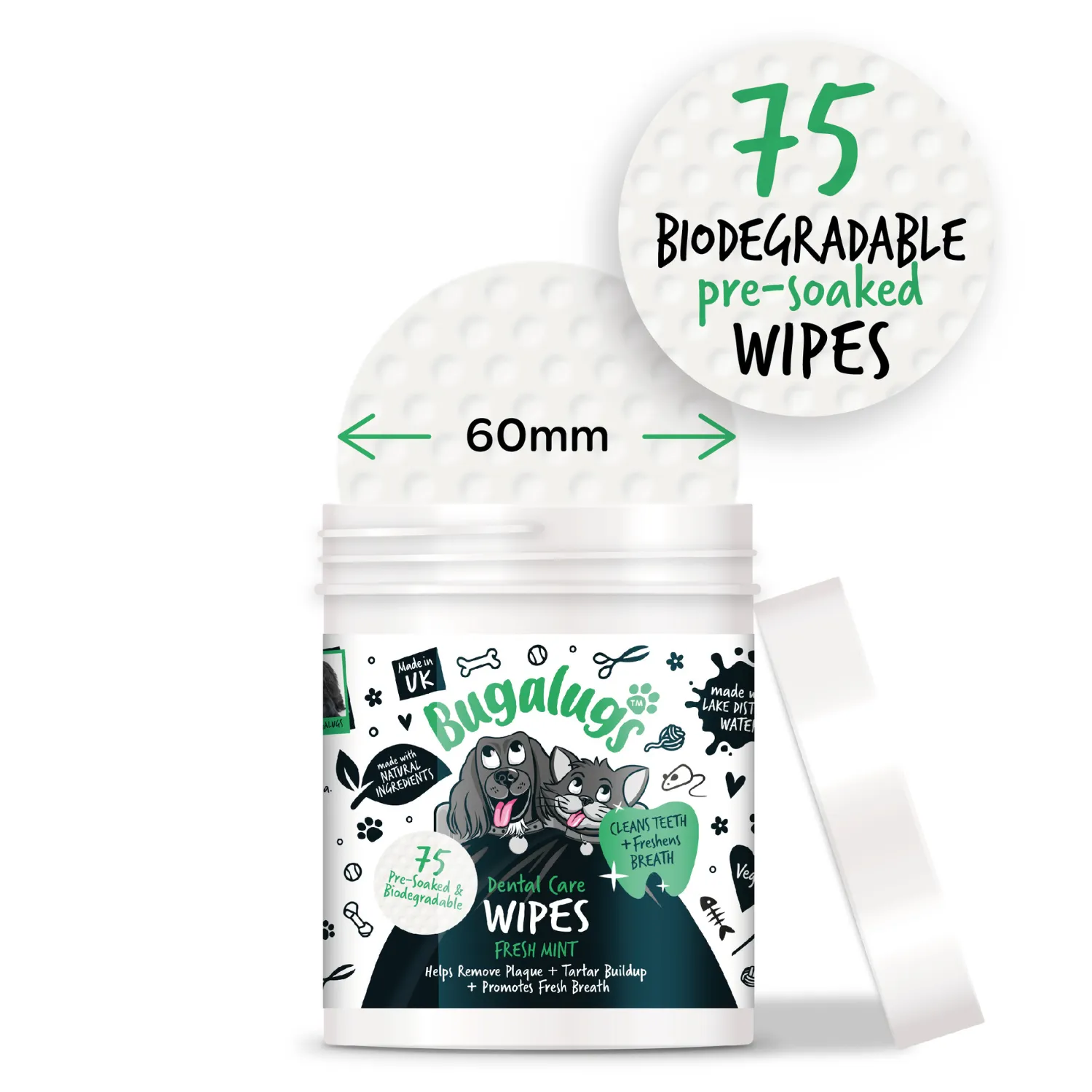 Dental Care Wipes in Fresh Mint for Dogs & Cats
