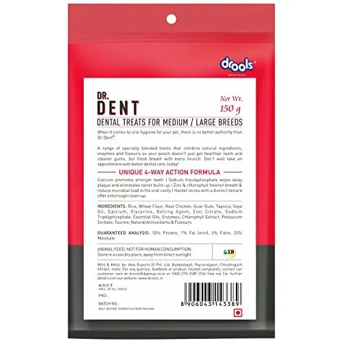 Drools Dr. Dent Oral Care Sticks  150G (Pack Of 2)