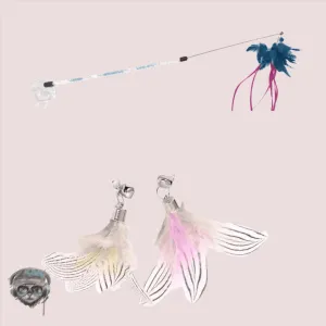 Furprize! 4 pc Feather Jellyfish Wand Cat Toy and exotica refill