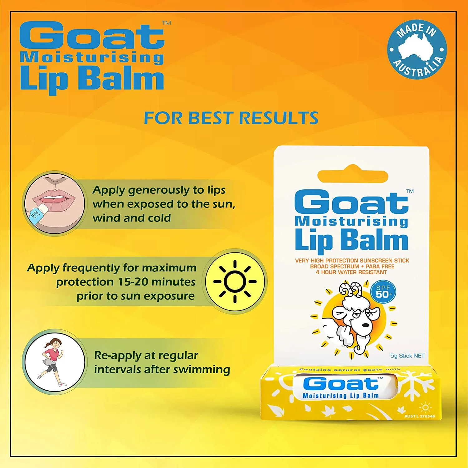 Goat Range Goat Moisturising Lip Balm SPF 50  5g