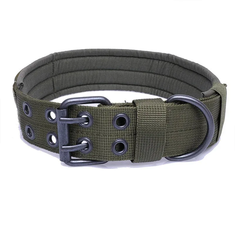 Heavy Duty Tactical Dog Collar – Adjustable Reflective Military-Grade Nylon for Training and Protection