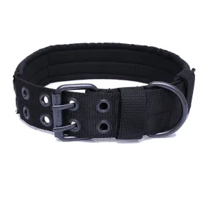 Heavy Duty Tactical Dog Collar – Adjustable Reflective Military-Grade Nylon for Training and Protection