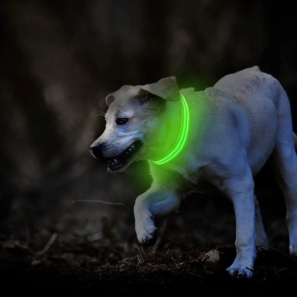 High Visibility Rechargeable Led Dog Collar, Green