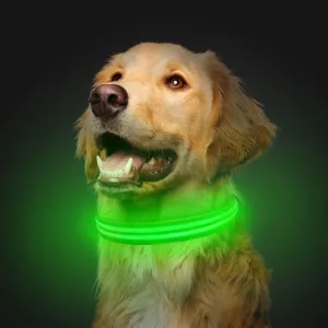 High Visibility Rechargeable Led Dog Collar, Green