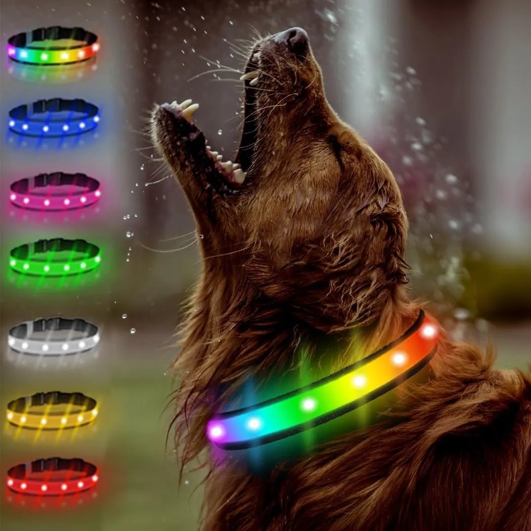 High Visibility Rechargeable Led Dog Collar, Green